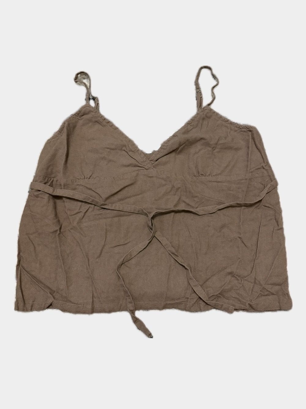 Sleeveless V-Neck Tie-Front Women’s Tank Top — Taupe